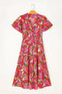 Floral Print Smocked Waist Flutter Sleeve Midi Dress