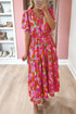 Floral Print Smocked Waist Flutter Sleeve Midi Dress