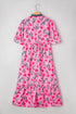 Floral Print Southern Belle Puff Sleeve A Line Maxi Dress