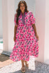 Floral Print Southern Belle Puff Sleeve A Line Maxi Dress