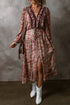 Floral Print Split Front Tiered Frilled V Neck Floral Dress