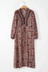 Floral Print Split Front Tiered Frilled V Neck Floral Dress