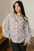 Floral Print Split Neck Balloon Sleeve Woven Blouse