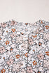 Floral Print Split Neck Balloon Sleeve Woven Blouse