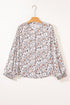 Floral Print Split Neck Balloon Sleeve Woven Blouse