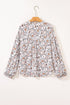 Floral Print Split Neck Balloon Sleeve Woven Blouse