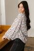 Floral Print Split Neck Balloon Sleeve Woven Blouse