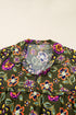 Floral Print Split Neck Bubble Sleeve Shift Mini Dress