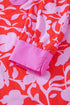 Floral Print Split Neck Cuffed Bracelet Sleeve Woven Blouse