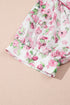 Floral Print Split Neck Loose Fit Plus Size Mini Dress