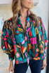 Floral Print Split Neck Puff Sleeve Cotton Blouse