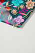 Floral Print Split Neck Puff Sleeve Cotton Blouse
