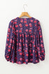 Floral Print Split Neck Relaxed Fit Woven Blouse
