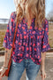 Floral Print Split Neck Relaxed Fit Woven Blouse