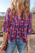 Floral Print Split Neck Relaxed Fit Woven Blouse