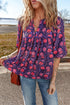 Floral Print Split Neck Relaxed Fit Woven Blouse