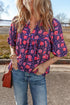 Floral Print Split Neck Relaxed Fit Woven Blouse