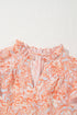 Floral Print Split Neck Ruffle Sleeve Woven Blouse