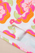 Floral Print Split Neck Ruffled Sleeve Ric Rac Trim Blouse
