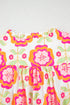 Floral Print Split Neck Ruffled Sleeve Ric Rac Trim Blouse