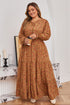 Floral Print Split Neck Ruffled Tiered Maxi Dress