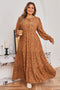 Floral Print Split Neck Ruffled Tiered Maxi Dress