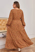 Floral Print Split Neck Ruffled Tiered Maxi Dress