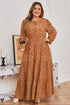 Floral Print Split Neck Ruffled Tiered Maxi Dress