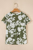 Floral Print Split Neck Short Sleeve Woven Blouse