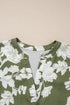Floral Print Split Neck Short Sleeve Woven Blouse