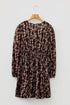 Floral Print Split Neck Smocked Waist Long Sleeve Mini Dress