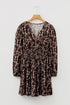 Floral Print Split Neck Smocked Waist Long Sleeve Mini Dress