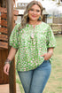 Floral Print Split Neck Tassel Tie Puff Sleeve Blouse