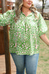 Floral Print Split Neck Tassel Tie Puff Sleeve Blouse