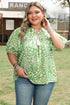 Floral Print Split Neck Tassel Tie Puff Sleeve Blouse