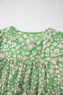 Floral Print Split Neck Tassel Tie Puff Sleeve Blouse