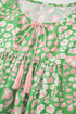 Floral Print Split Neck Tassel Tie Puff Sleeve Blouse