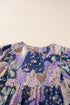 Floral Print Split Neck Tiered Mini Dress