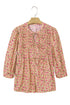 Floral Print Square Neck Bow Detail Puff Sleeve Blouse