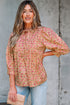 Floral Print Square Neck Bow Detail Puff Sleeve Blouse