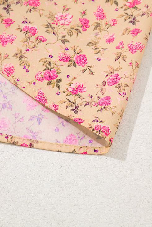 Floral Print Square Neck Bow Detail Puff Sleeve Blouse