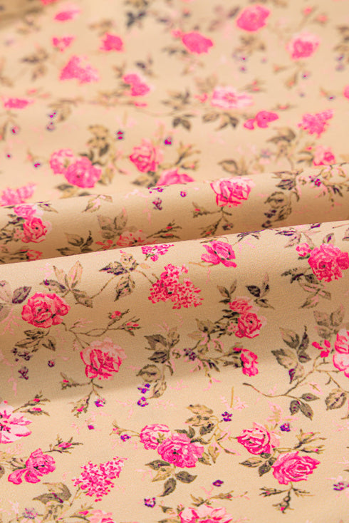 Floral Print Square Neck Bow Detail Puff Sleeve Blouse