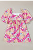 Floral Print Square Neck Flutter Sleeve Babydoll Dress