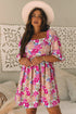 Floral Print Square Neck Flutter Sleeve Babydoll Dress