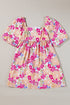 Floral Print Square Neck Flutter Sleeve Babydoll Dress