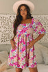 Floral Print Square Neck Flutter Sleeve Babydoll Dress