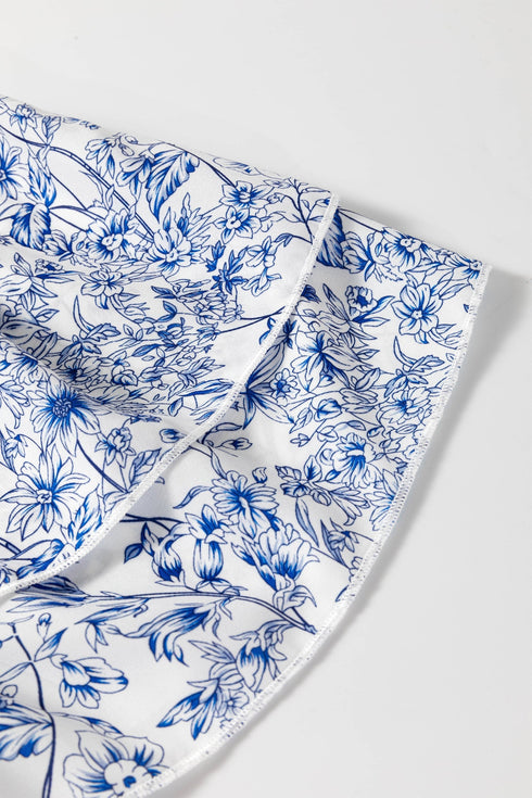 Floral Print Square Neck Ruffled Sleeve Smocked Babydoll Blouse