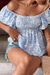 Floral Print Square Neck Ruffled Sleeve Smocked Babydoll Blouse