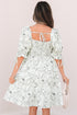 Floral Print Square Neck Shir Back Puff Sleeve Mini Dress