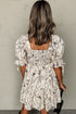 Floral Print Square Neck Shir Back Puff Sleeve Mini Dress